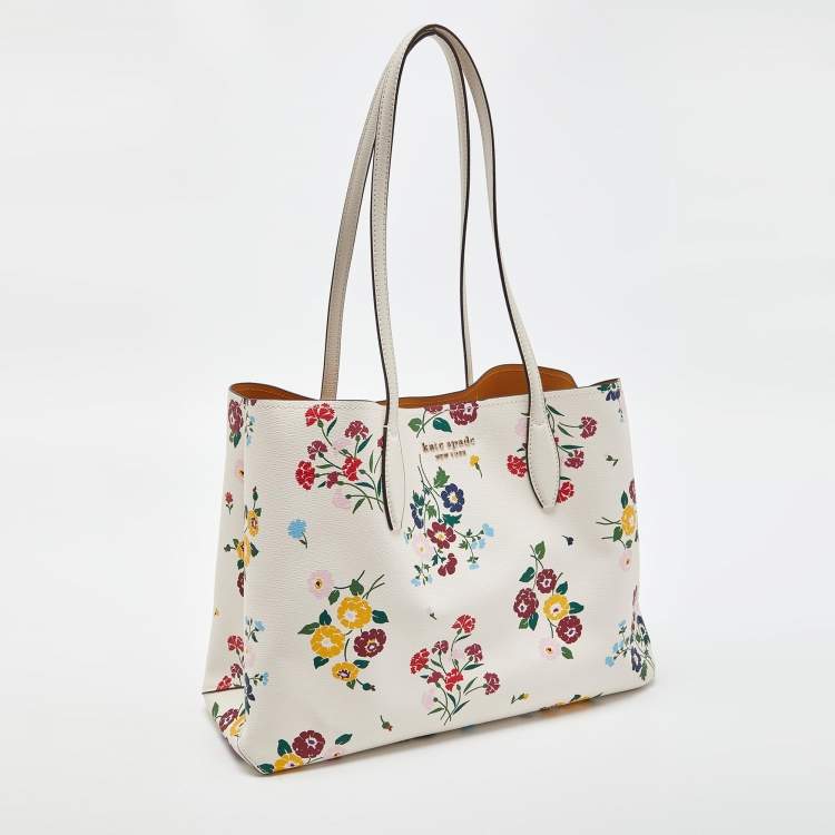 Pre Owned Kate Spade White Floral Print Coated Canvas Shopper Tote