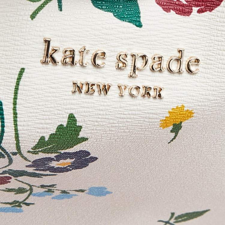 Pre Owned Kate Spade White Floral Print Coated Canvas Shopper Tote
