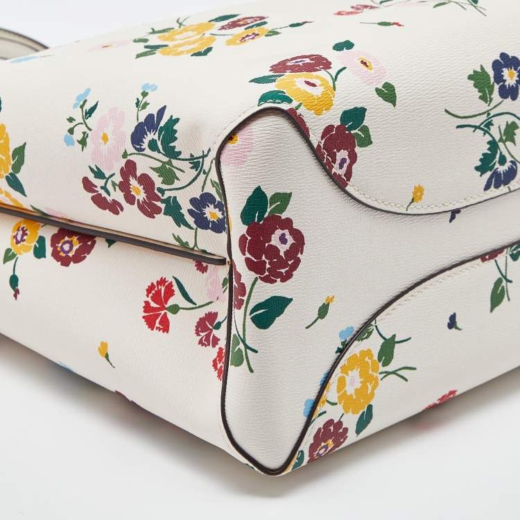 Pre Owned Kate Spade White Floral Print Coated Canvas Shopper Tote