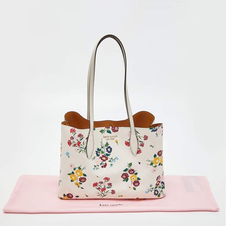 Pre Owned Kate Spade White Floral Print Coated Canvas Shopper Tote