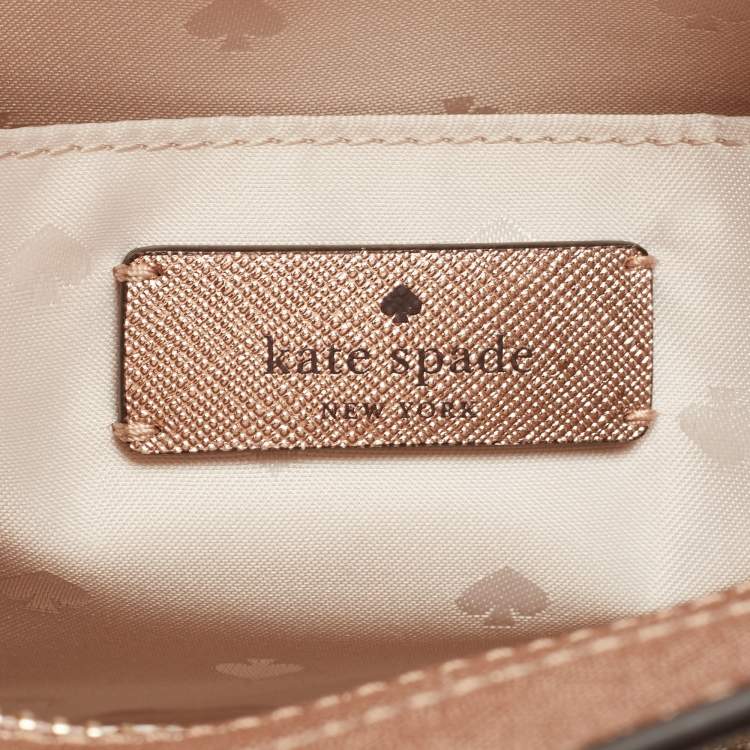 Pre Owned Kate Spade Rose Gold Glitter Fabric and Leather Tinsel Satchel