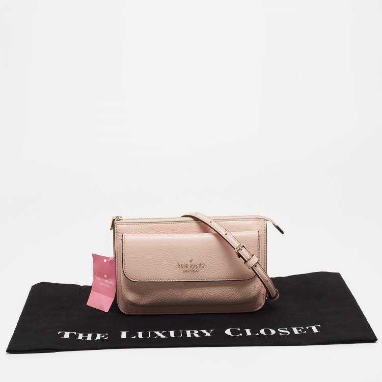 Pre Owned Kate Spade Rose Smoke Pebbled Leather Small Leila Crossbody Bag