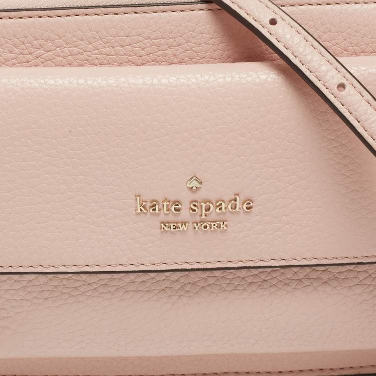 Pre Owned Kate Spade Rose Smoke Pebbled Leather Small Leila Crossbody Bag