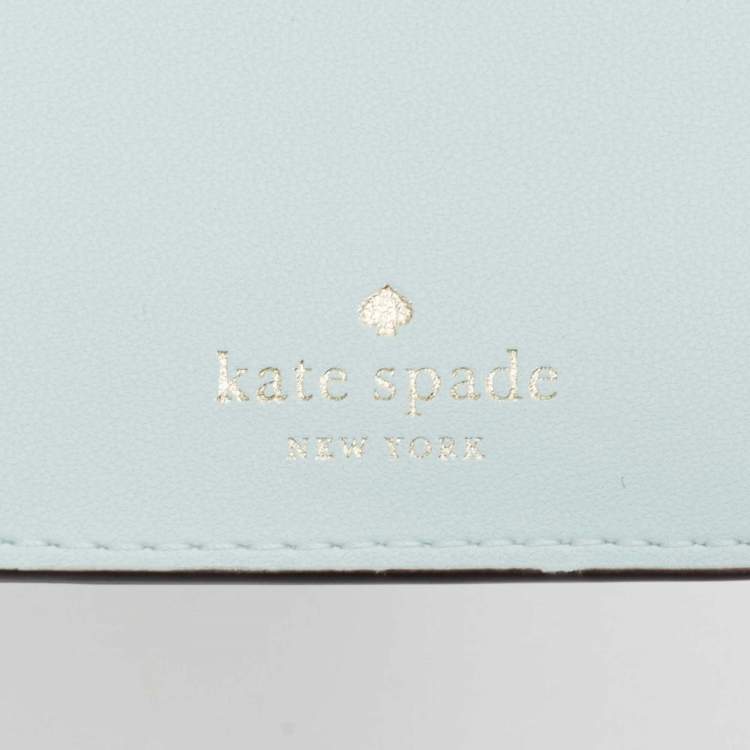Pre Owned Kate Spade Light Blue Leather Reegan Trifold Wallet