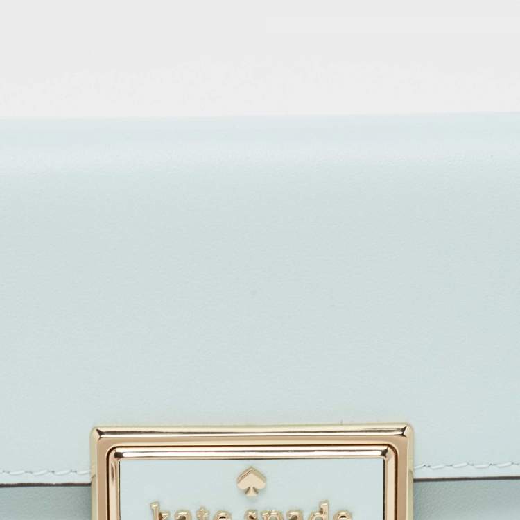 Pre Owned Kate Spade Light Blue Leather Reegan Trifold Wallet