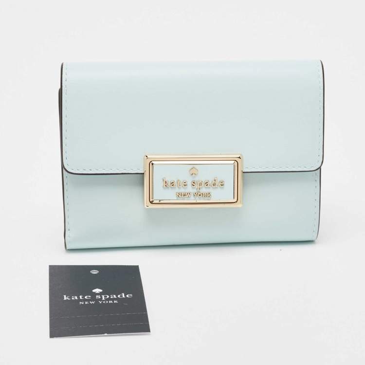 Pre Owned Kate Spade Light Blue Leather Reegan Trifold Wallet