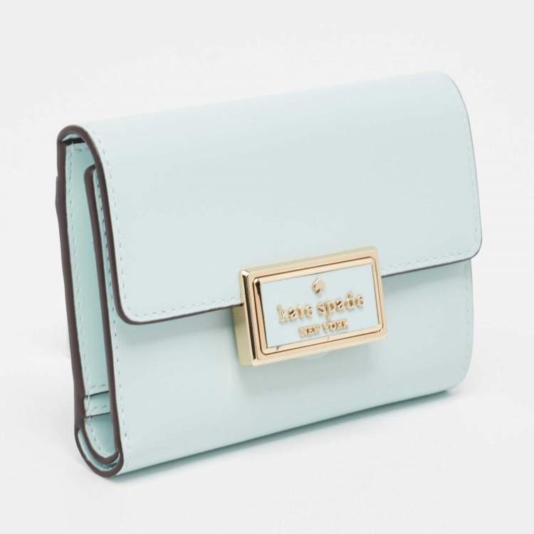 Pre Owned Kate Spade Light Blue Leather Reegan Trifold Wallet