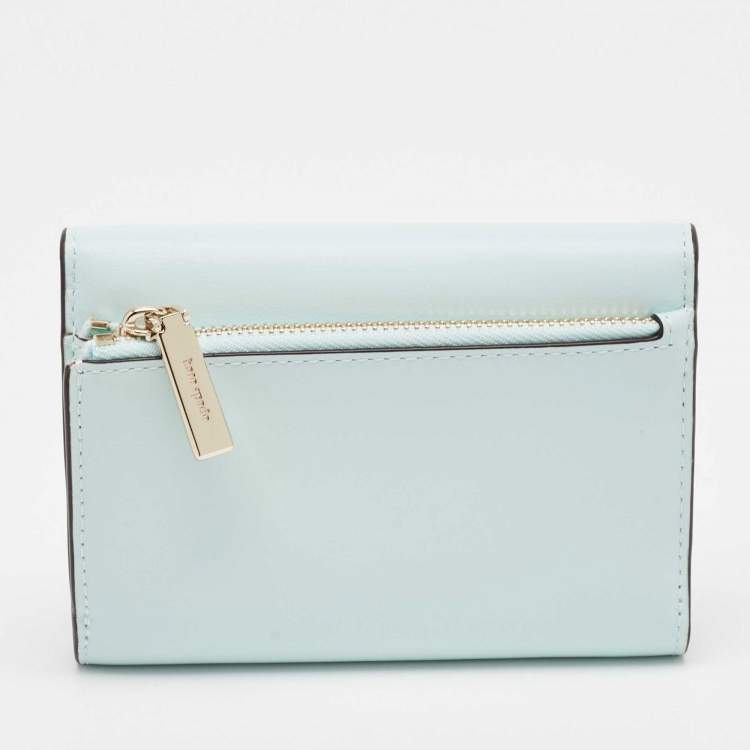 Pre Owned Kate Spade Light Blue Leather Reegan Trifold Wallet