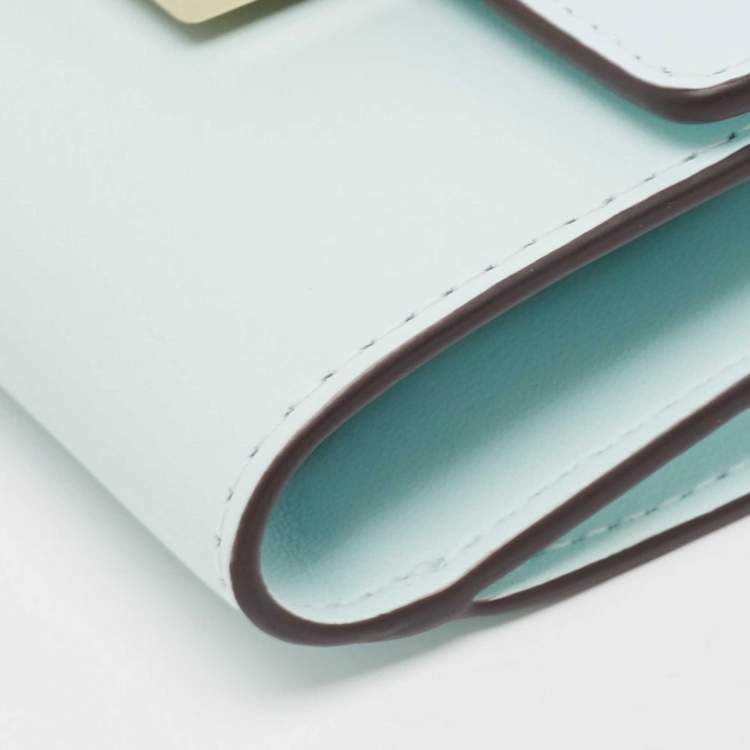 Pre Owned Kate Spade Light Blue Leather Reegan Trifold Wallet
