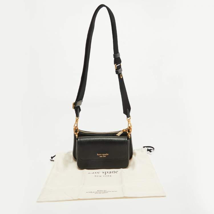Pre Owned Kate Spade Black Leather Morgan Double Up Crossbody Bag