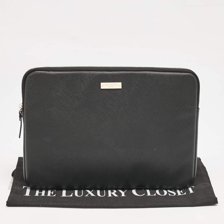 Pre Owned Kate Spade Black PU Leather Laptop Case   