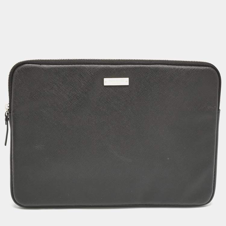 Pre Owned Kate Spade Black PU Leather Laptop Case   