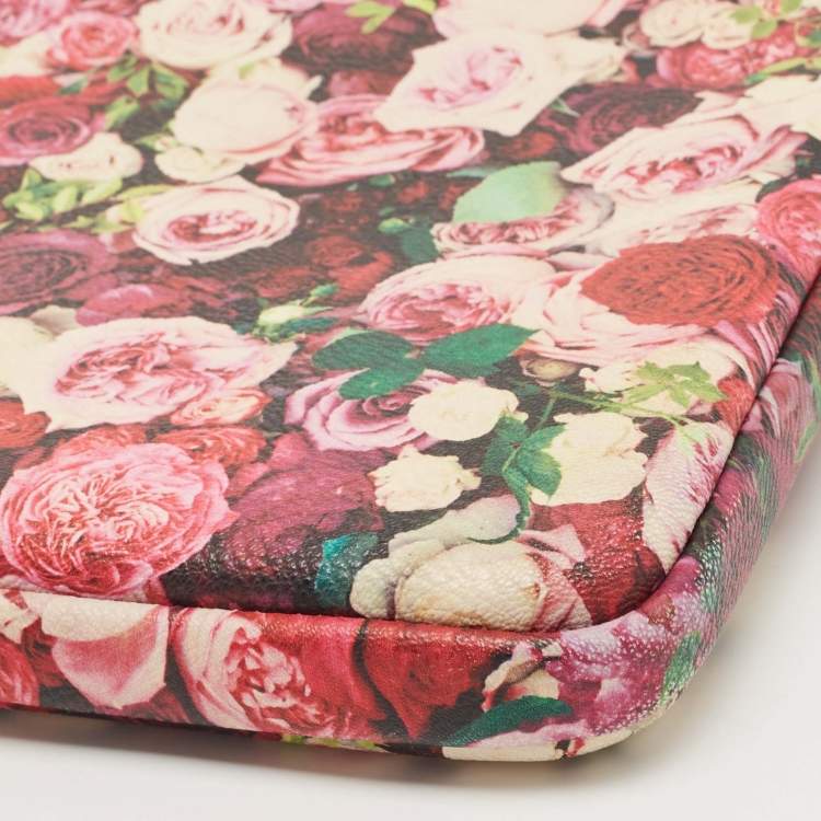 Pre Owned Kate Spade Pink Floral Print Leather Laptop Sleeve 