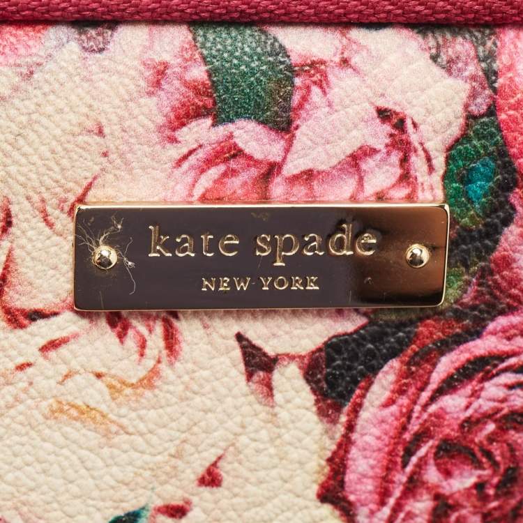 Pre Owned Kate Spade Pink Floral Print Leather Laptop Sleeve 