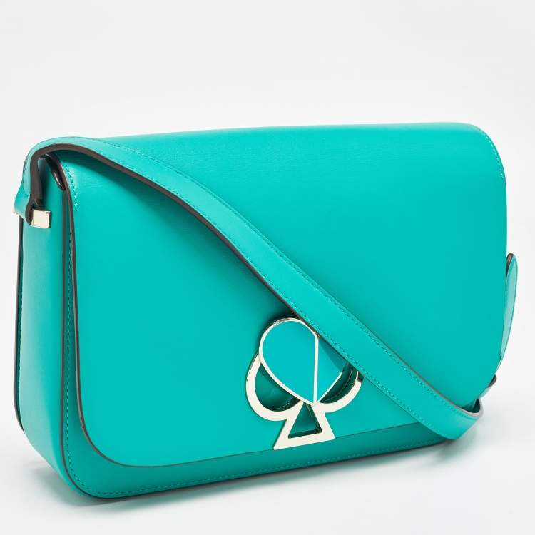 Pre Owned Kate Spade Green Leather Nicola Twist Lock Shoulder Bag