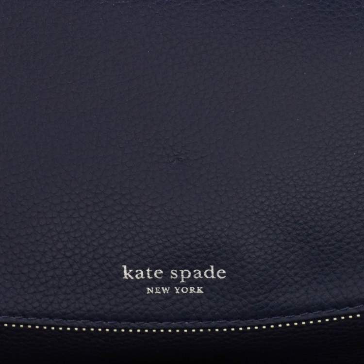 Pre Owned Kate Spade Navy Blue Leather Polly Shoulder Bag