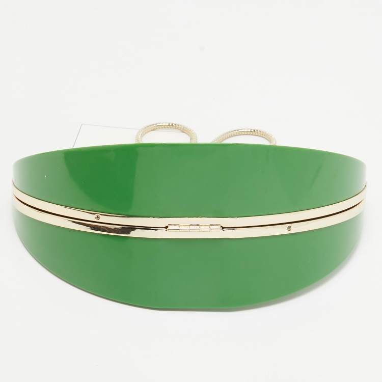 Pre Owned Kate Spade Green Acrylic Slice of Lime Crystals Chain Clutch