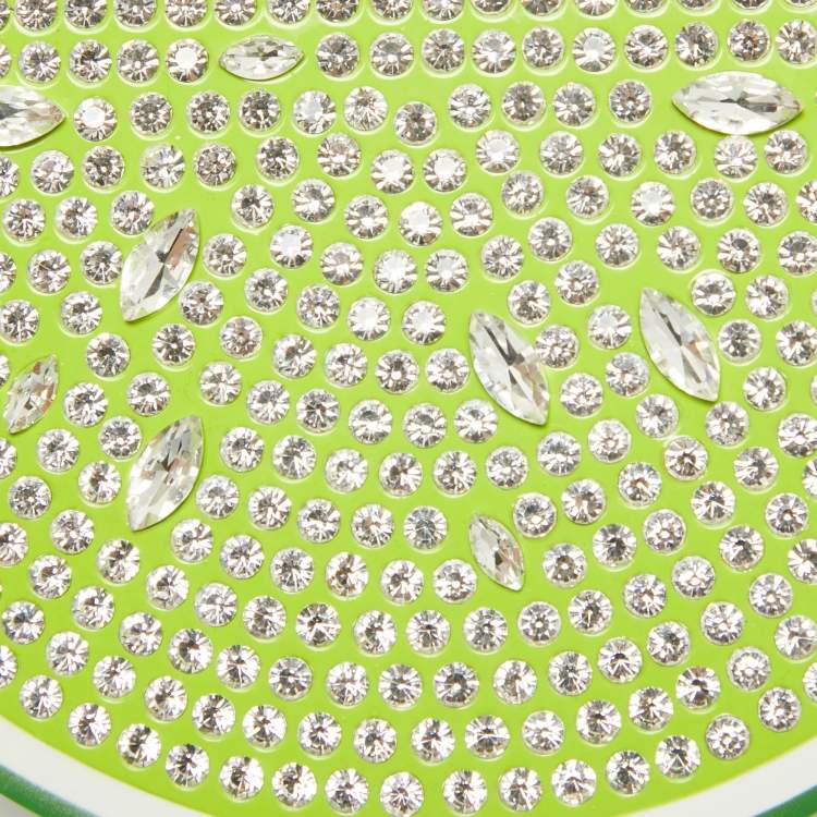 Pre Owned Kate Spade Green Acrylic Slice of Lime Crystals Chain Clutch