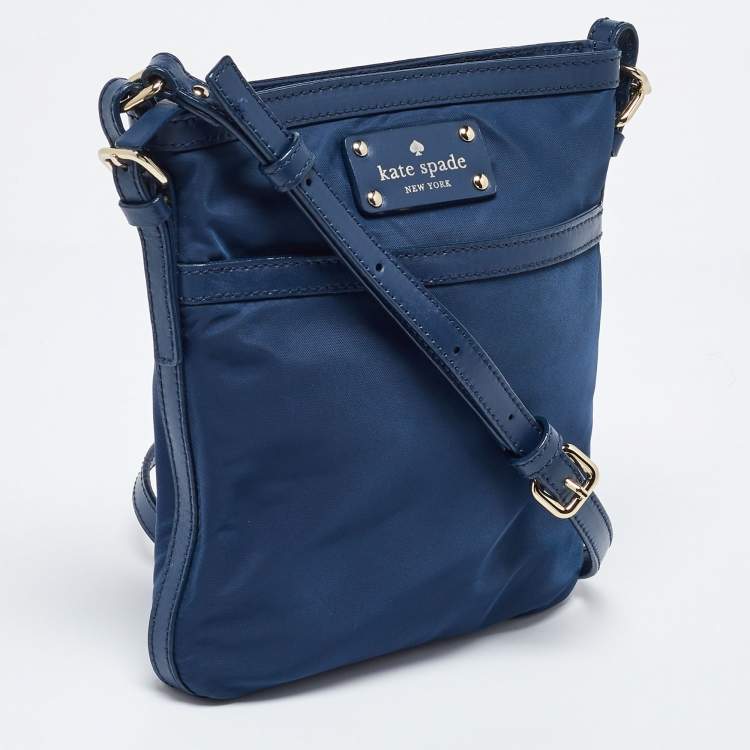 Pre Owned Kate Spade Blue Nylon and Leather Crossbody Bag