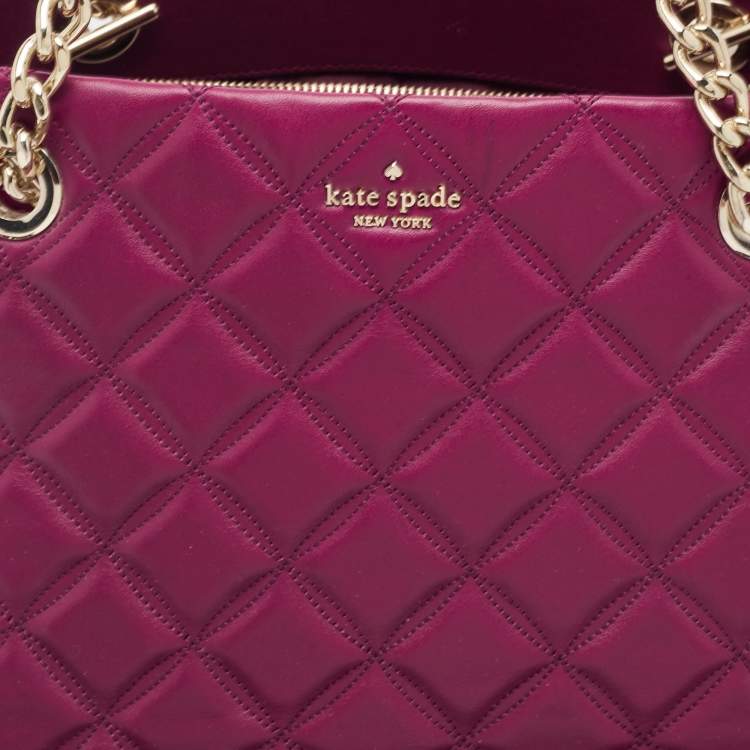 Pre Owned Kate Spade Burgundy Quilted Leather New York Natalia Tote