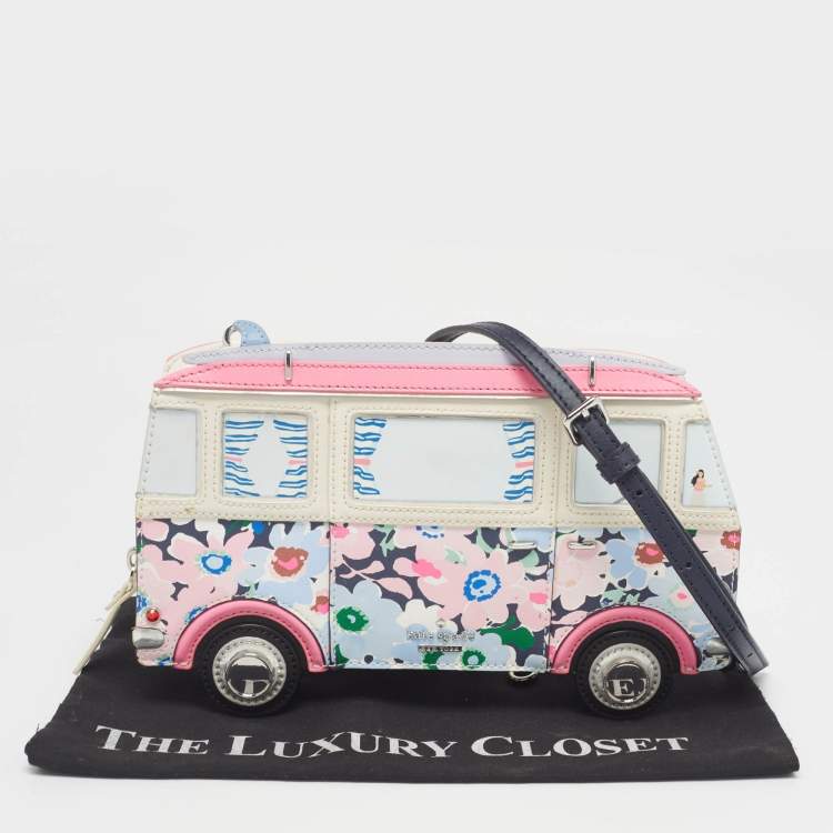 Pre Owned Kate Spade Multicolor Printed Leather California Dreaming Surf 3d Van Crossbody Bag