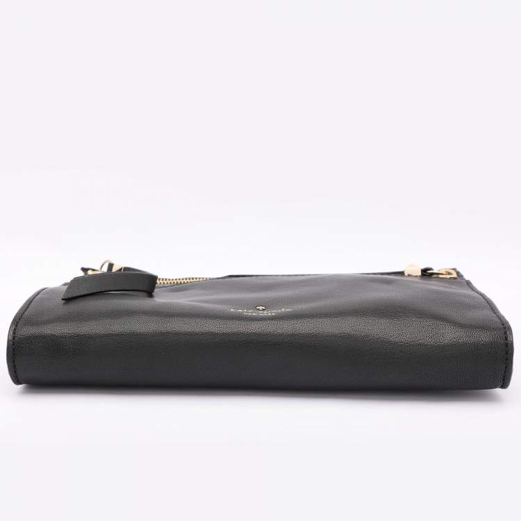 Pre Owned Kate Spade Black Leather Social Butterfly Skyler Crossbody Bag