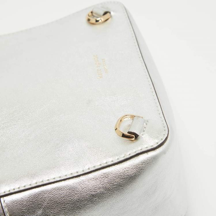 Pre Owned Kate Spade Silver Leather Mini Amelia Floral Convertible Backpack