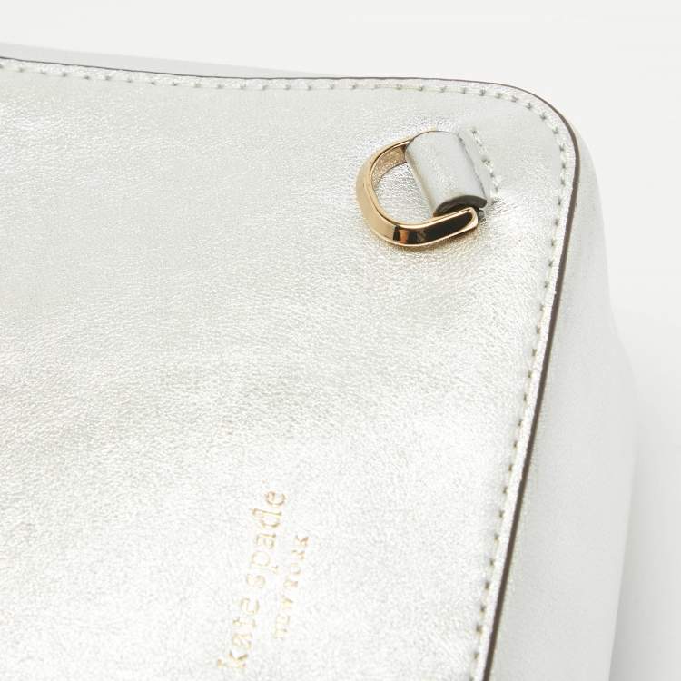 Pre Owned Kate Spade Silver Leather Mini Amelia Floral Convertible Backpack