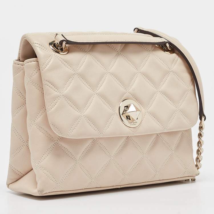 مملوكة مسبقًا Kate Spade Beige Quilted Leather Natalia Crossbody Bag