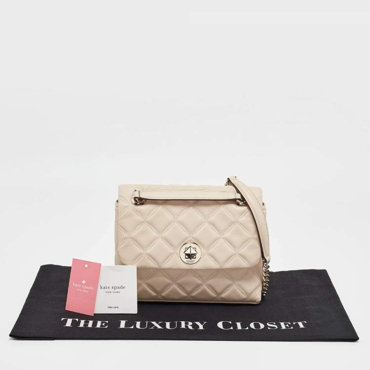 مملوكة مسبقًا Kate Spade Beige Quilted Leather Natalia Crossbody Bag