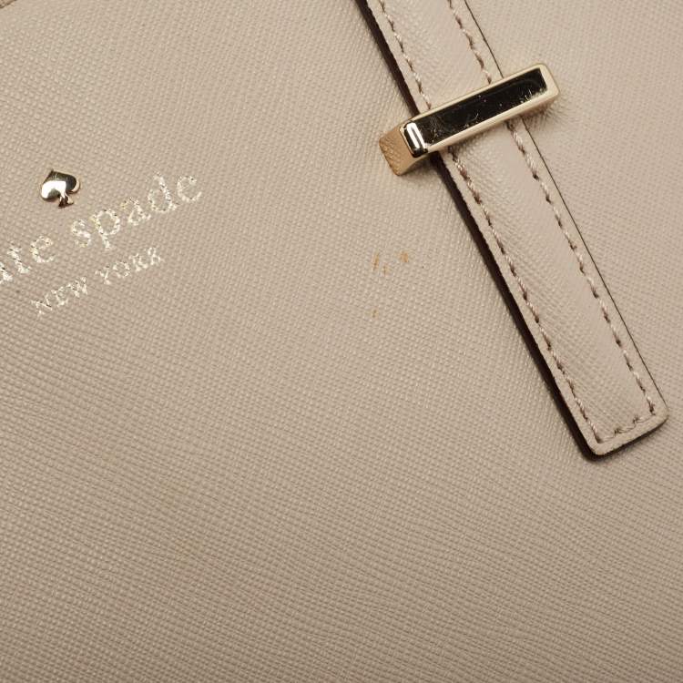 Pre Owned Kate Spade Beige/Neon Pink Leather Cedar Street Maise Satchel