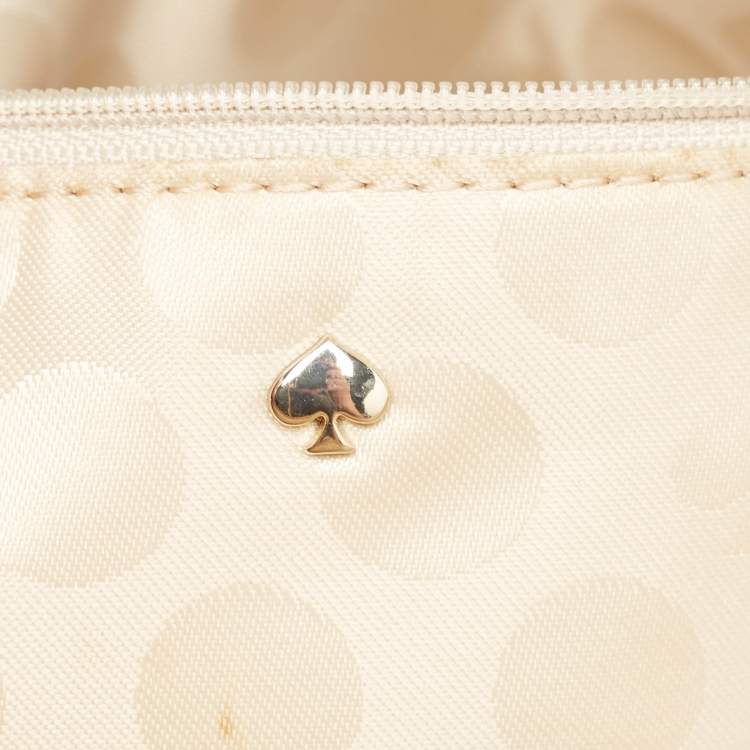 Pre Owned Kate Spade Beige/Neon Pink Leather Cedar Street Maise Satchel