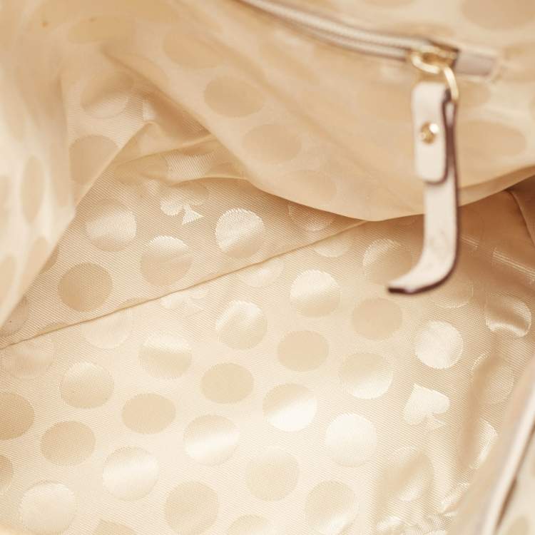 Pre Owned Kate Spade Beige/Neon Pink Leather Cedar Street Maise Satchel