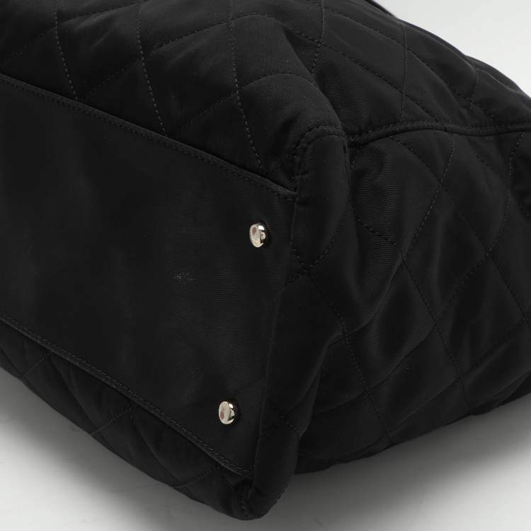 Pre Owned Kate Spade Black Quilted Nylon Tote