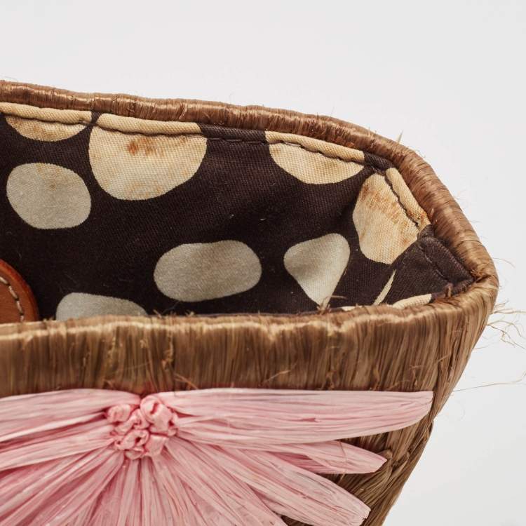Pre Owned Kate Spade Multicolor Floral Straw Basket Tote