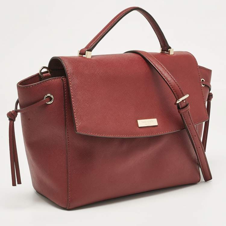 Pre Owned Kate Spade Maroon Leather Way Lilah Top Handle Bag