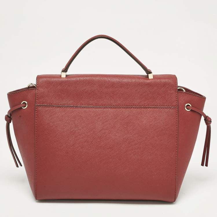 Pre Owned Kate Spade Maroon Leather Way Lilah Top Handle Bag
