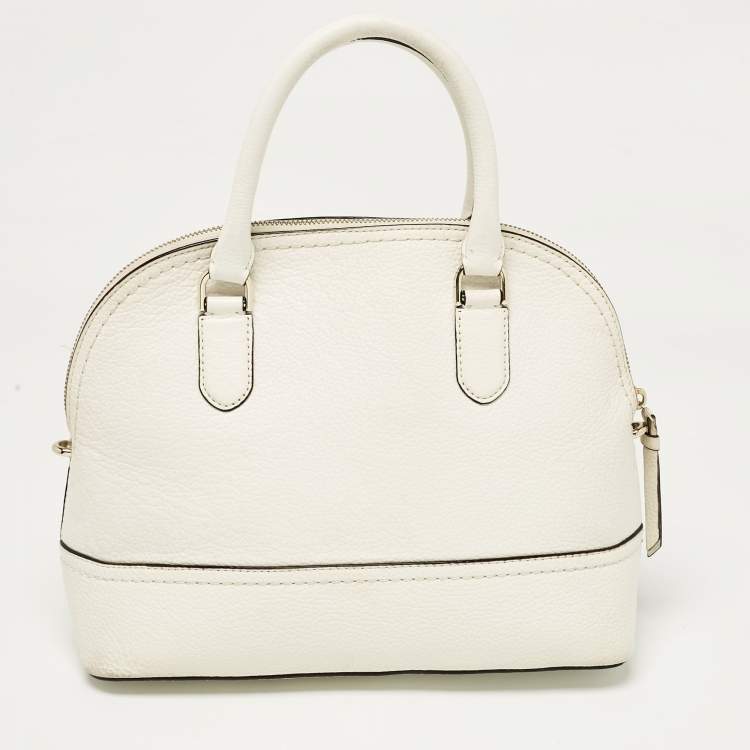 Pre Owned Kate Spade White Leather Carli McCall Street Satchel