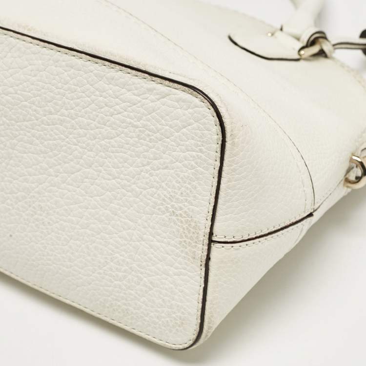 Pre Owned Kate Spade White Leather Carli McCall Street Satchel