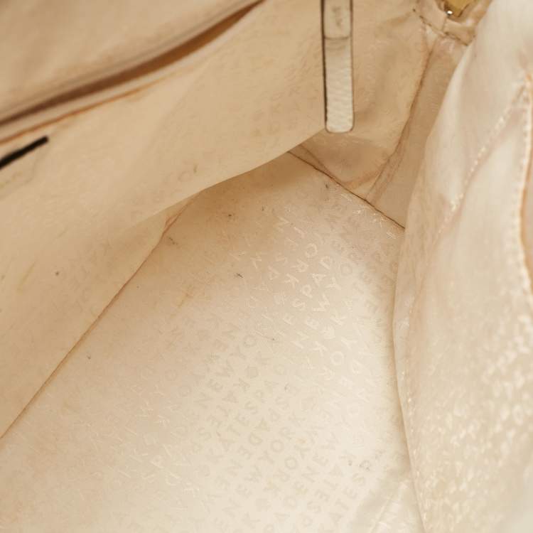 Pre Owned Kate Spade White Leather Carli McCall Street Satchel