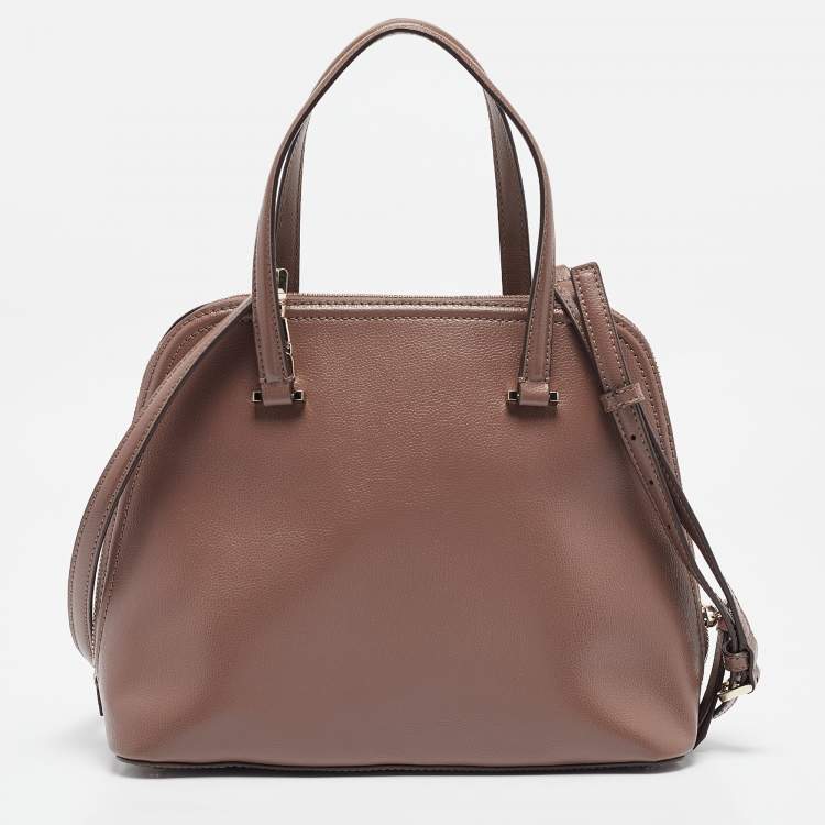 مملوكة مسبقًا Kate Spade Taupe Brown Leather Patterson Drive Medium Dome Satchel