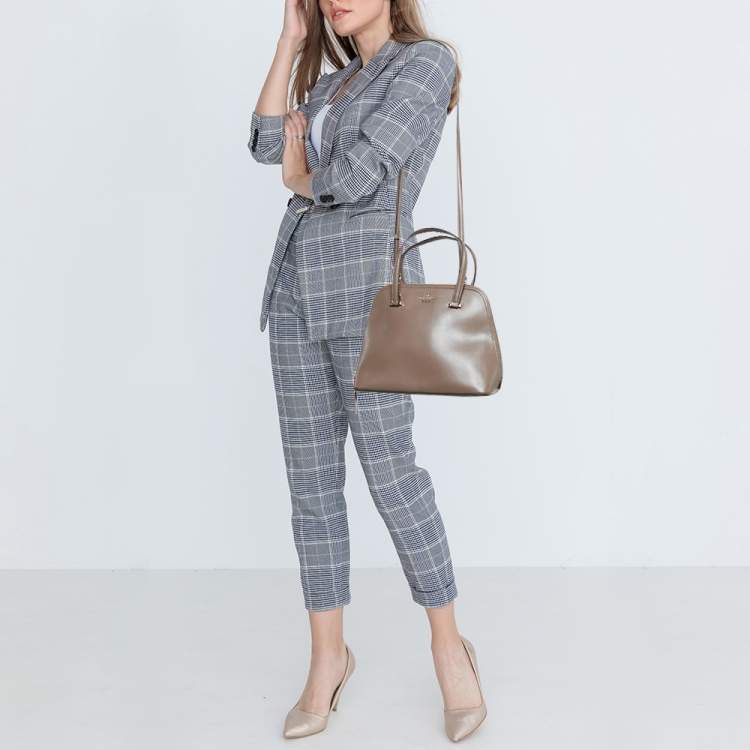 مملوكة مسبقًا Kate Spade Taupe Brown Leather Patterson Drive Medium Dome Satchel