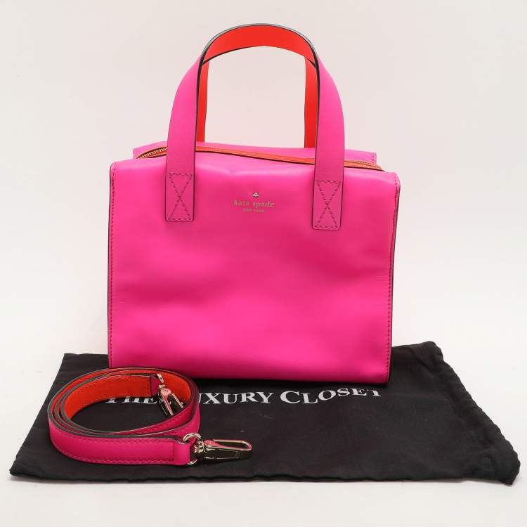 Pre Owned Kate Spade Pink Leather Little Kennedy Brightspot Avenue Satchel