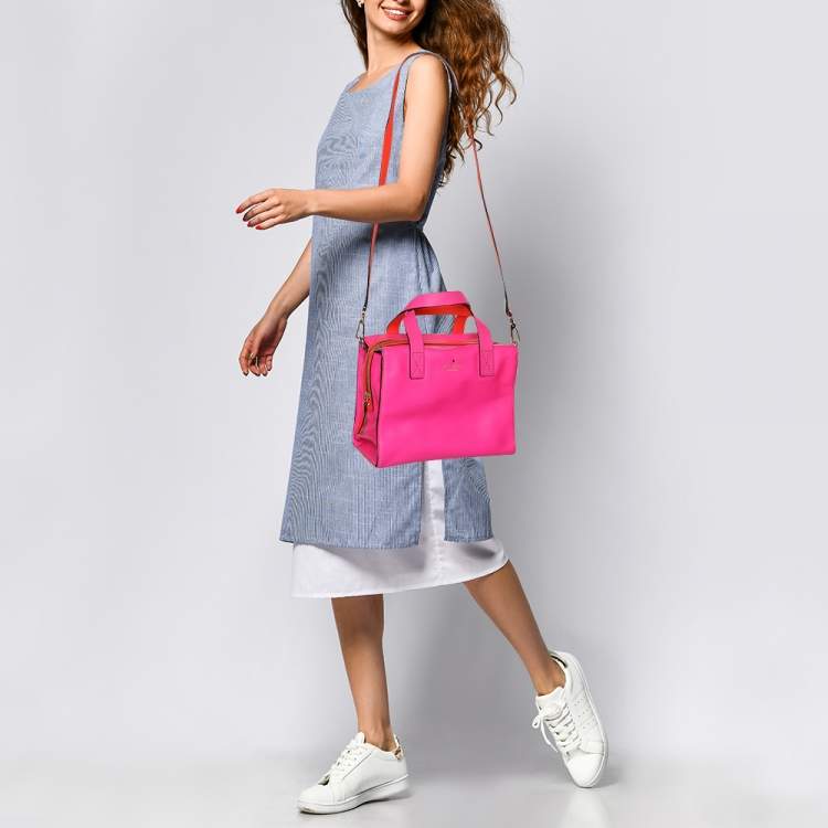 Pre Owned Kate Spade Pink Leather Little Kennedy Brightspot Avenue Satchel