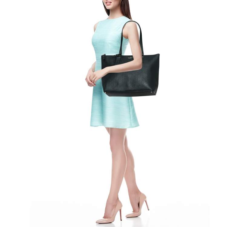 Pre Owned Kate Spade Black Leather Cameron Street Lucie Tote