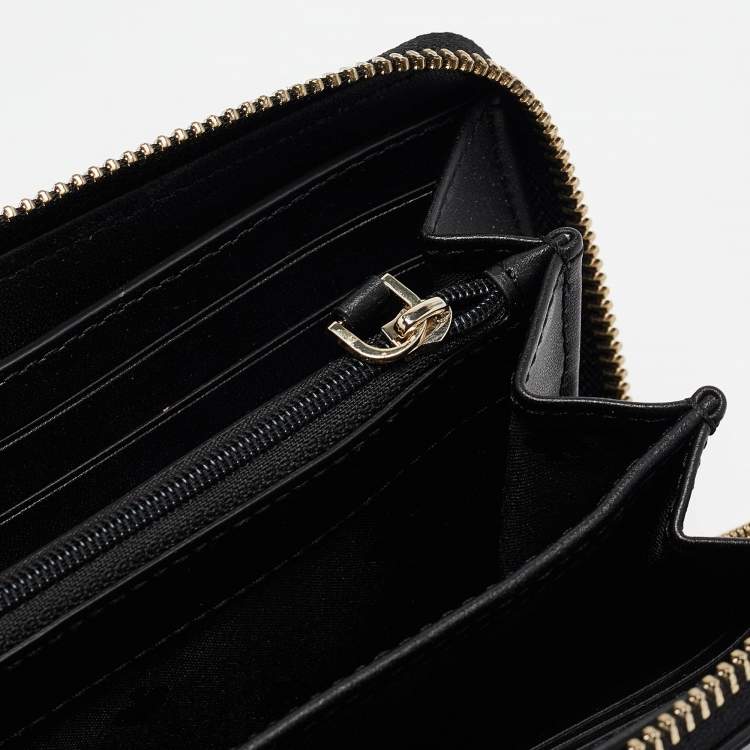 Pre Owned Kate Spade Black Glitter Leather New York Joeley Zip Continental Wallet