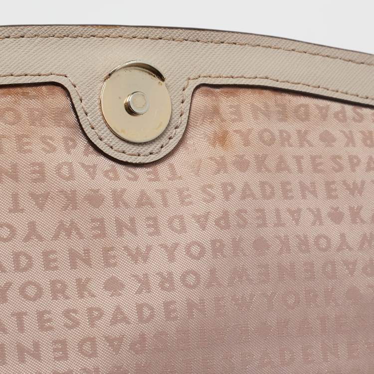 Pre Owned Kate Spade Light Beige Leather Way Lilah Top Handle Bag