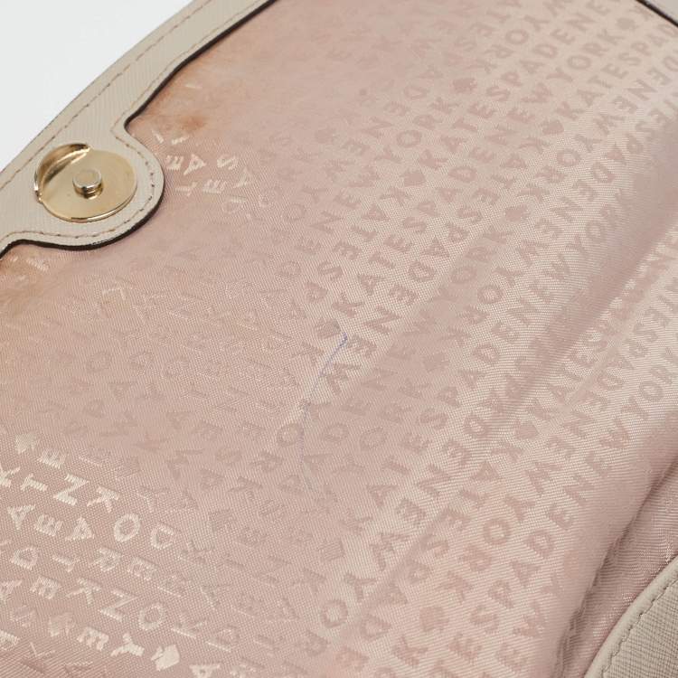 Pre Owned Kate Spade Light Beige Leather Way Lilah Top Handle Bag