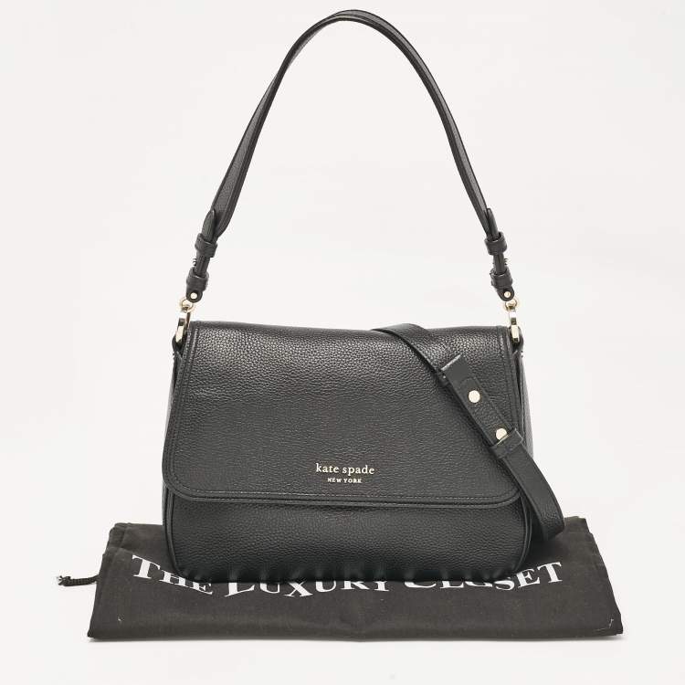 مملوكة مسبقًا Kate Spade Black Leather Polly Convertible Flap Shoulder Bag