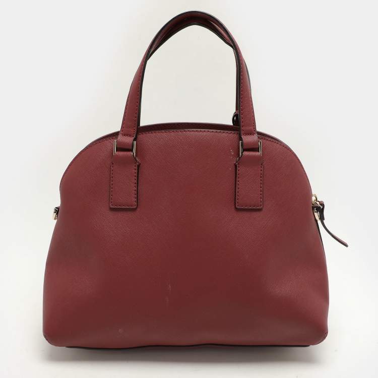 Pre Owned Kate Spade Burgundy Leather Sylvia Dome Satchel